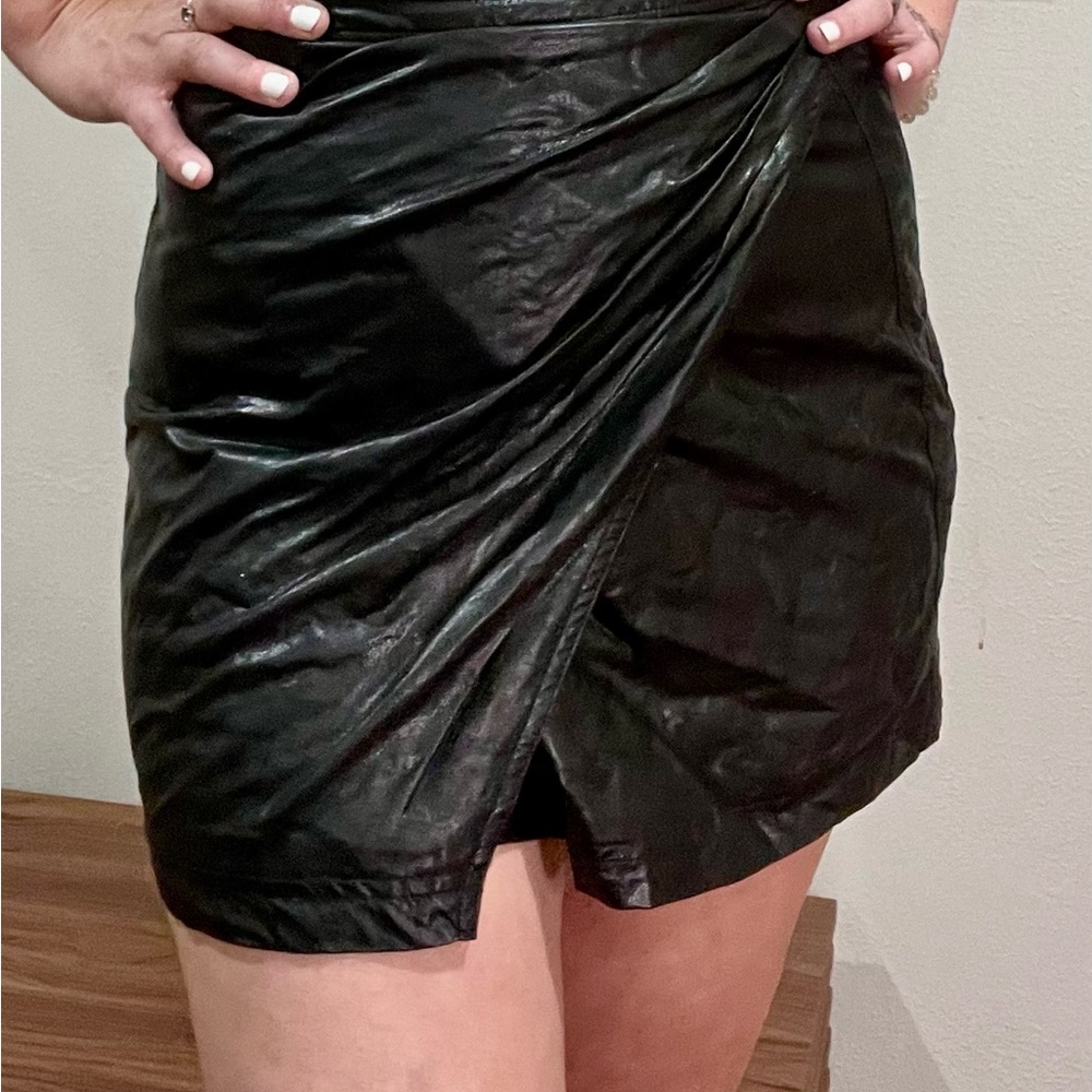Vegan Leather FP Tulip Hem Mini Skirt